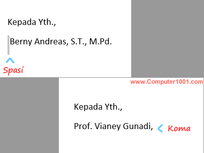 Tampilan gelar dan nama mail merge yang berantakan Tampilan gelar dan nama mail merge yang berantakan