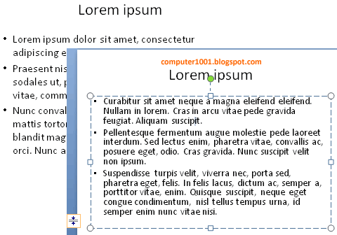 AutoFit Options - teks dibagi ke dalam dua slide PowerPoint