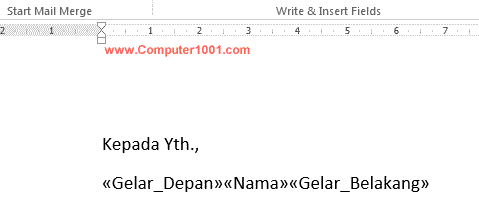 Susunan field mail merge di dokumen Word Susunan field mail merge di dokumen Word