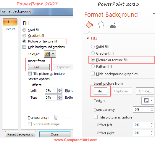 Kotak dialog Format Background