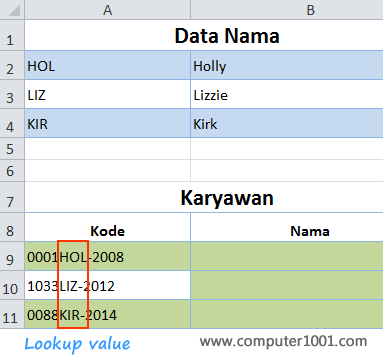 Lookup value VLOOKUP dengan function Mid Lookup value VLOOKUP dengan function Mid