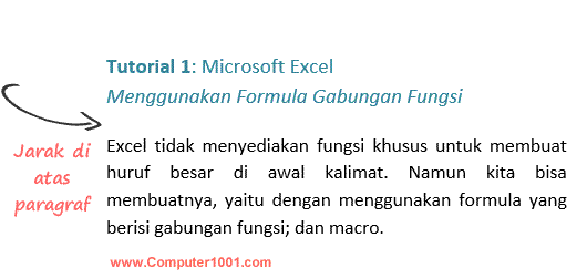 Tampilan heading dan paragraf setelah diberi jarak