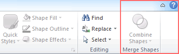 Tampilan Combine Shapes di Menu Ribbon PowerPoint 2010 Tampilan Combine Shapes di Menu Ribbon PowerPoint 2010