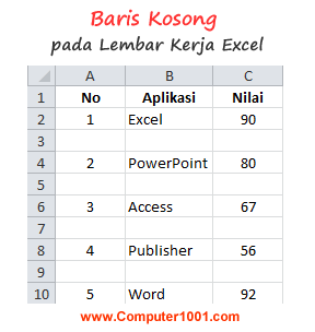 Contoh baris kosong pada lembar kerja Excel Contoh baris kosong pada lembar kerja Excel