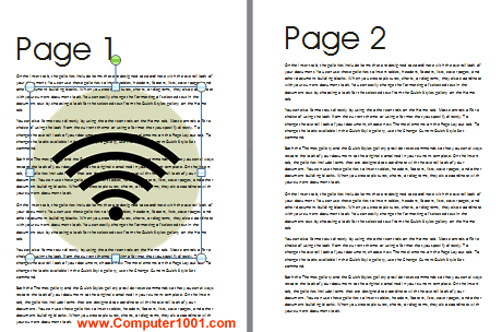 Tampilan gambar watermark setelah pengaturan posisi di belakang teks Tampilan gambar watermark setelah pengaturan posisi di belakang teks