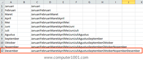 Hasil penggabungan sel dengan menggunakan Simbol Ampersand Hasil penggabungan sel dengan menggunakan Simbol Ampersand