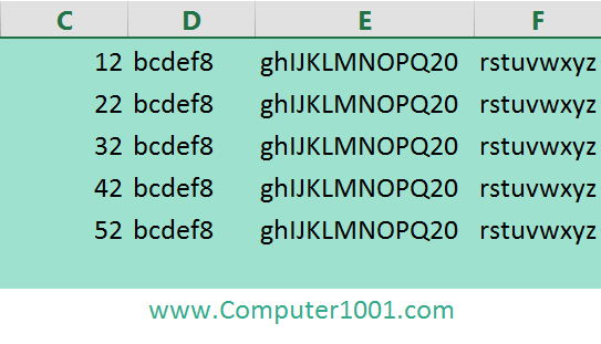 Tampilan isi sel yang sudah terpisah menjadi beberapa kolom