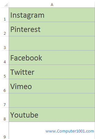 Tampilan sel setelah Format Merge dihapus Tampilan sel setelah Format Merge dihapus