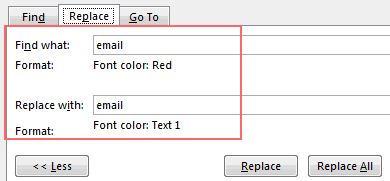 Tampilan settingan di kotak Find - Replace untuk hapus warna Tampilan settingan di kotak Find - Replace untuk hapus warna