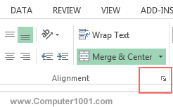 Klik tanda panah dialog box launcher Alignment Klik tanda panah dialog box launcher Alignment