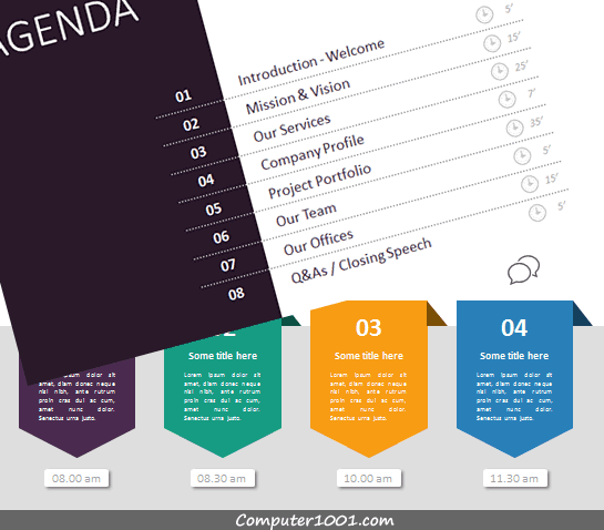 41 Slide Template Daftar Isi / Agenda Presentasi PowerPoint