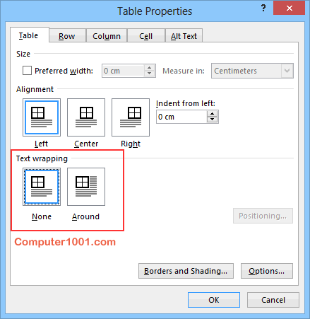 Pengaturan Text wrapping Cara Menggabungkan Tabel yang Terpisah Halaman di Word