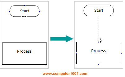 Tampilan titik-titik penghubung garis alir flowchart di Word 2007 Tampilan titik-titik penghubung garis alir di Word 2007