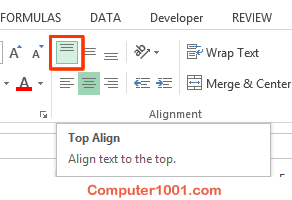 Pilih Top Align