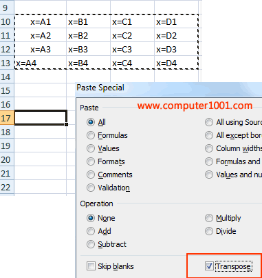 Paste Special - Transpose Tabel 2 Paste Special - Transpose Tabel 2