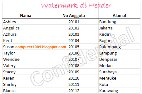 Watermark Gambar di Header Lembar Kerja Excel - Page Layout View Watermark Gambar di Header Lembar Kerja Excel - Page Layout View
