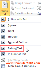 Pilih Behind Text Pilih Behind Text